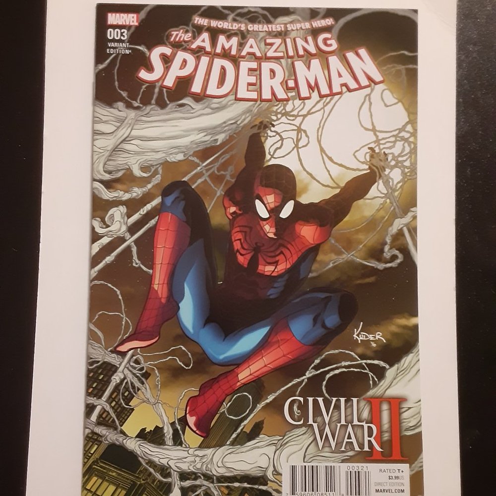 AMAZING SPIDERMAN #3 (2016) Cover B VARIANT AARON KUDER COVER CIVIL WAR 2